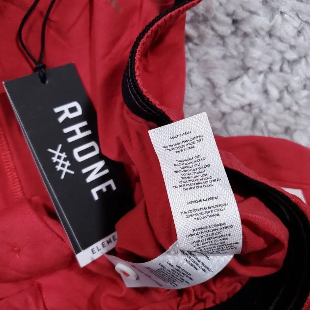 Rhone Element Lounge Pants Red Men's Size XL Organic Pima Cotton Pockets